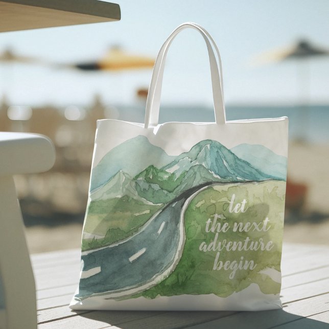 Watercolor Nature Let's The Next Adventure Begin Tote Bag (Creator Uploaded)