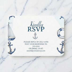Watercolor Nautical Anchor Birthday RSVP Enclosure Card