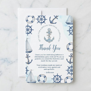 Watercolor Nautical Anchor Birthday Thank You Card