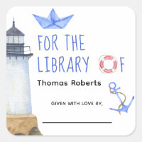 Watercolor nautical - baby shower bookplate