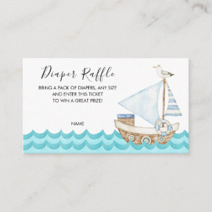Watercolor Nautical Baby Shower Diaper Raffle Enclosure Card