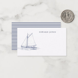 Watercolor Nautical Blue and white Boat Card