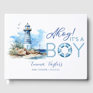 Watercolor Nautical Boy Baby Shower Guest Book