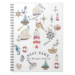 Watercolor Nautical Elements Sailor Notebook