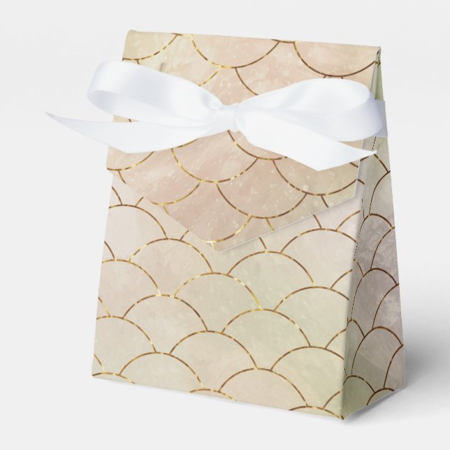 Watercolor Nautical Faux Foil Mermaid Scales Favor Box (Front Side)