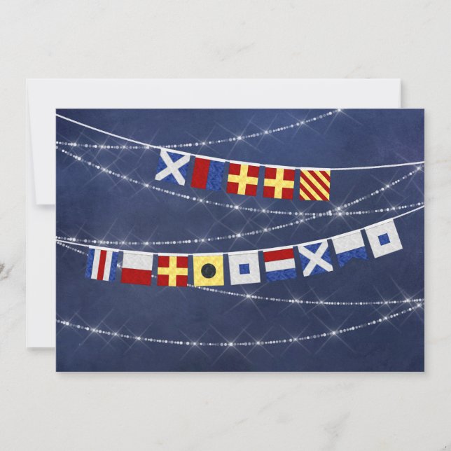 Watercolor Nautical Flag Merry Christmas Maritime Holiday Card (Front)
