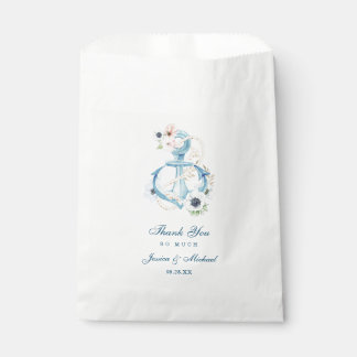 Watercolor Nautical Floral Anchor Beach Wedding Favour Bag