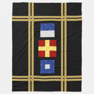 Watercolor Nautical Maritime Signal Flag Monogram Fleece Blanket