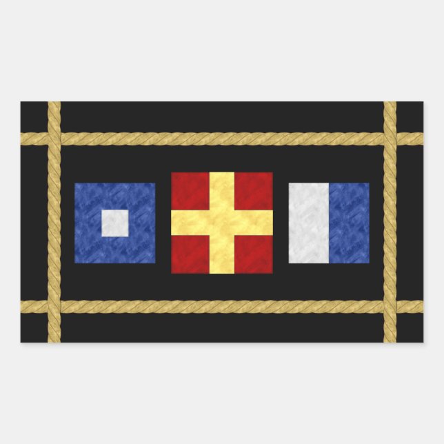 Watercolor Nautical Maritime Signal Flag Monogram Sticker (Front)