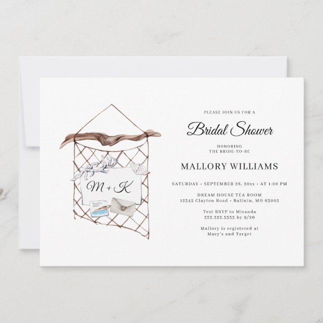 Watercolor Nautical Net Bridal Shower Invitation (Front)