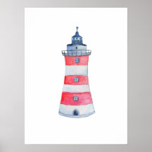 Watercolor Nautical Ocean Lighthouse Nursery Decor