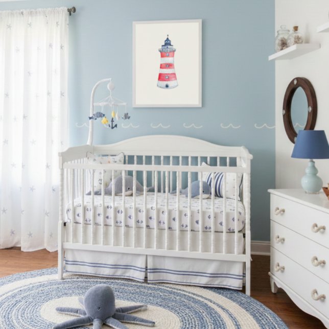 Watercolor Nautical Ocean Lighthouse Nursery Decor (Creator Uploaded)