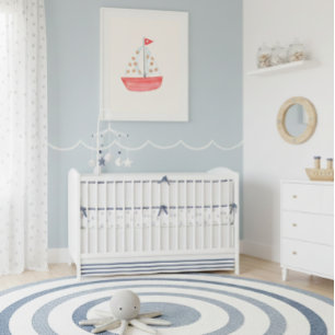 Watercolor Nautical Ocean Sailboat Nursery Decor