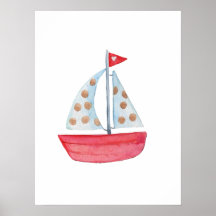 Watercolor Nautical Ocean Sailboat Nursery Decor