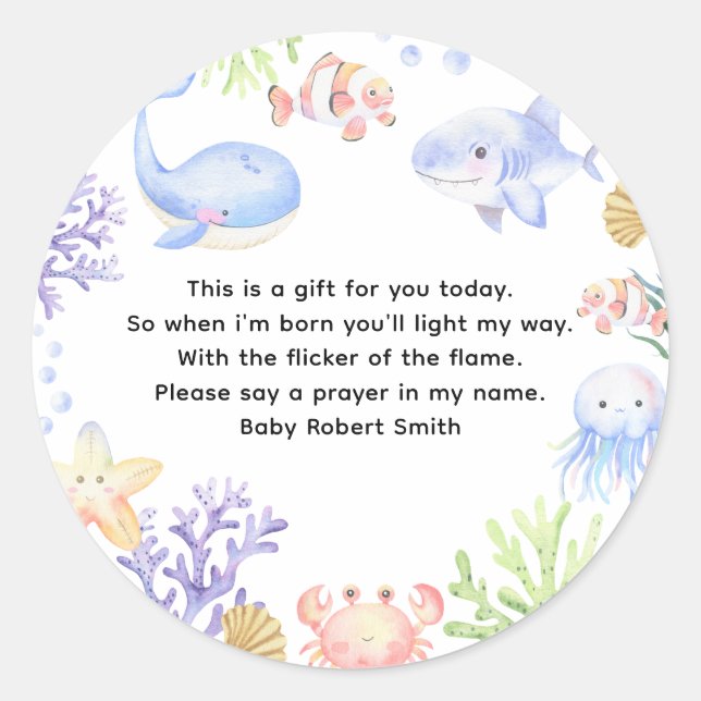 Watercolor nautical - prayer candle label (Front)