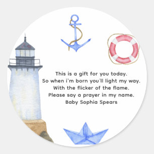 Watercolor nautical - prayer candle table classic round sticker