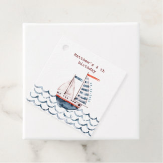 Watercolor Nautical Red And Blue Kid's Birthday Favour Tags