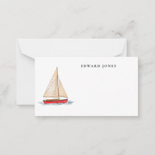 Watercolor Nautical Red Boat Little Card