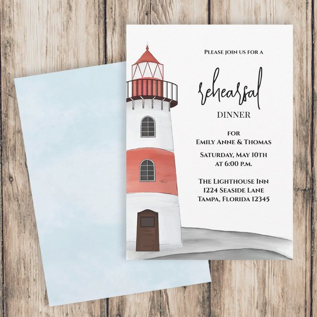 Watercolor Nautical Rehearsal Dinner QR Code  Invitation (Creator Uploaded)