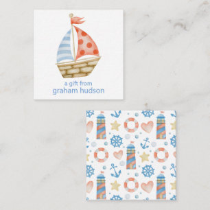 Watercolor Nautical Sailboat Gift Enclosure Card