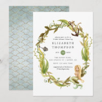 Watercolor Nautical Seaweed Mermaid Bridal Shower