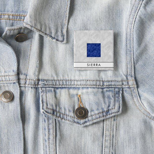 Watercolor Nautical Signal Maritime Flag 2 Inch Square Button (In Situ)