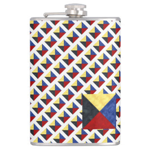 Watercolor Nautical Signal Maritime Flag Hip Flask