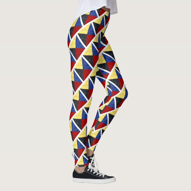Watercolor Nautical Signal Maritime Flag Leggings (Right)