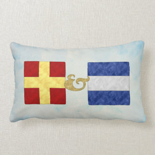 Watercolor Nautical Signal Maritime Flag   NB API Lumbar Pillow
