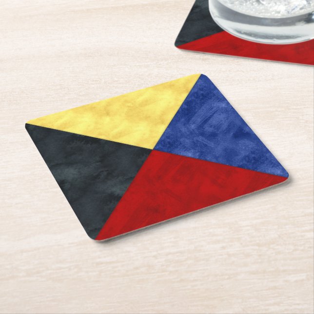 Watercolor Nautical Signal Maritime Flag Square Paper Coaster (Angled)