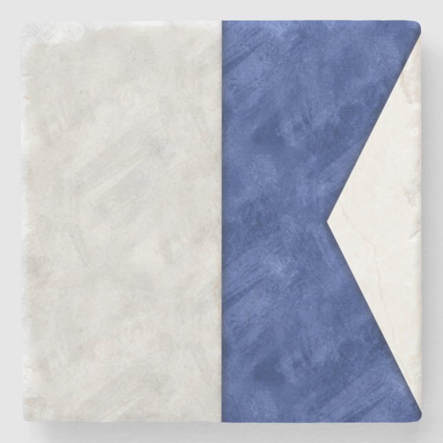 Watercolor Nautical Signal Maritime Flag Stone Coaster (Front)
