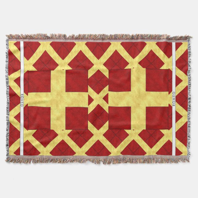 Watercolor Nautical Signal Maritime Flag Throw Blanket (Front)