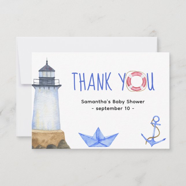 Watercolor nautical - thank you card (Front)