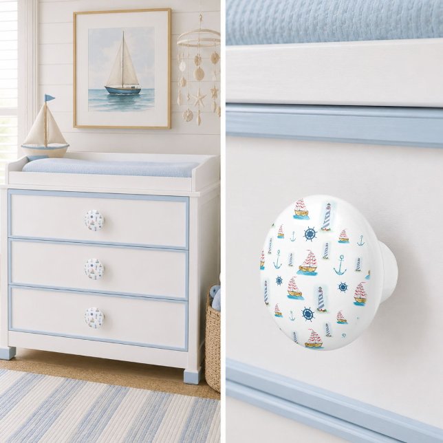 Watercolor Nautical Theme Ceramic Knob (Creator Uploaded)