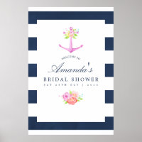Watercolor Nautical Themed Floral Bridal Shower
