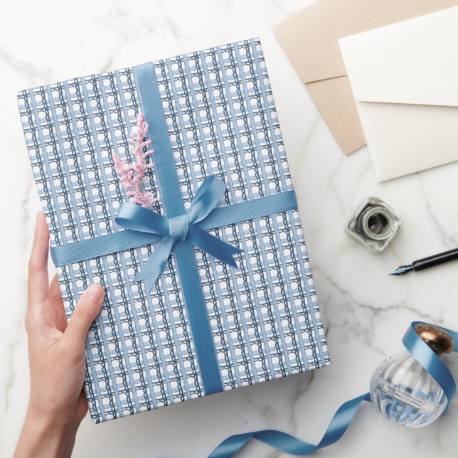 Watercolor Navy and Blue Plaid Wrapping Paper (Gifting)