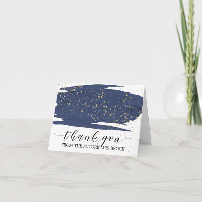 Watercolor Navy and Gold Future Mrs Thank You (Front)