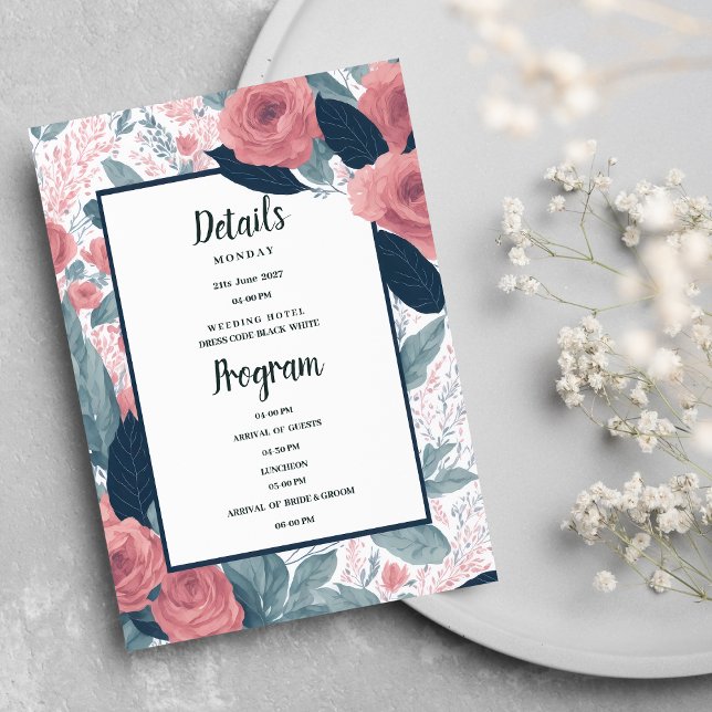 Watercolor navy blue pink floral Details Program (Watercolor navy blue pink floral Details Program)