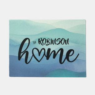 Watercolor Navy Blue Turquois Layered Home Custom  Doormat