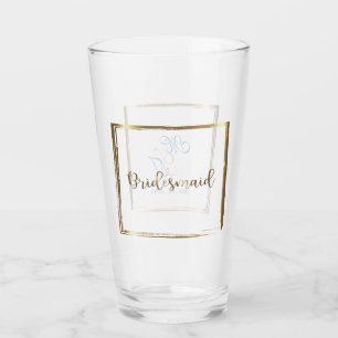 Watercolor Navy & Blush Bridesmaid Glass