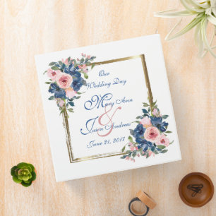 Watercolor Navy & Blush Wedding Photo Binder