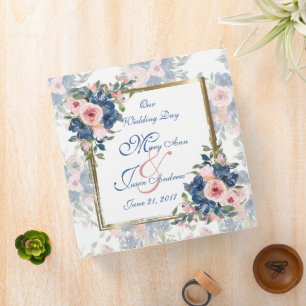 Watercolor Navy & Blush Wedding Photo Binder
