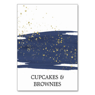 Watercolor Navy et Gold Sparken Food Tent Cartes