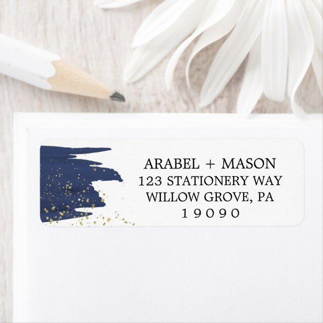 Watercolor Navy et Gold Sparkle Mariage (En situation)