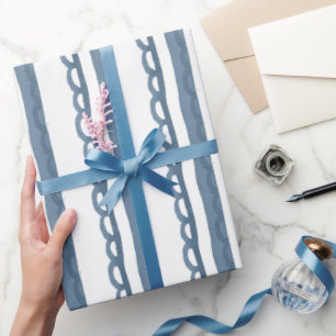 Watercolor Navy Striped Wrapping Paper
