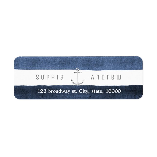 Watercolor navy stripes nautical beach wedding (Front)