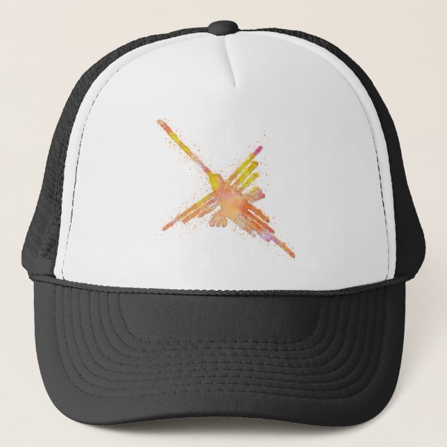 Watercolor Nazca Hummingbird Trucker Hat (Front)