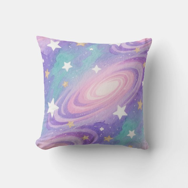 Watercolor Nebula Swirls Pattern design Throw Pillow (Front)