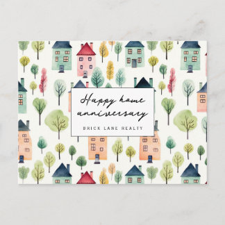 Watercolor Neighbourhood Home Anniversary Postcard