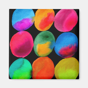 Watercolor neon circle pattern abstract art colour magnet